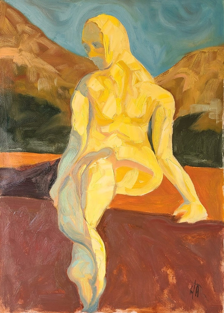 painting of figure on wall