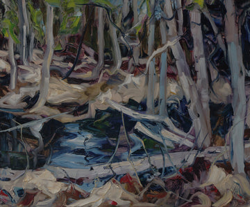 Birch In Pond - SOLD - Halin de Repentigny - painting