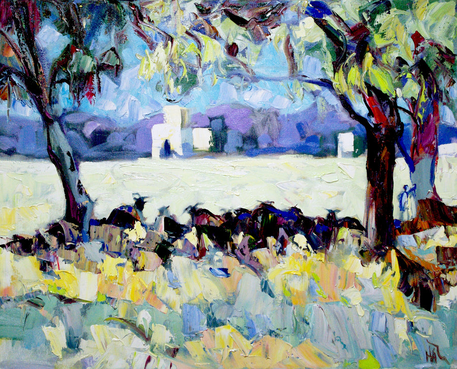 Goats in the Shade - Halin de Repentigny - painting