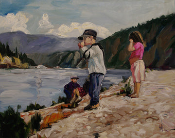 Kids On The Dike - Halin de Repentigny - painting