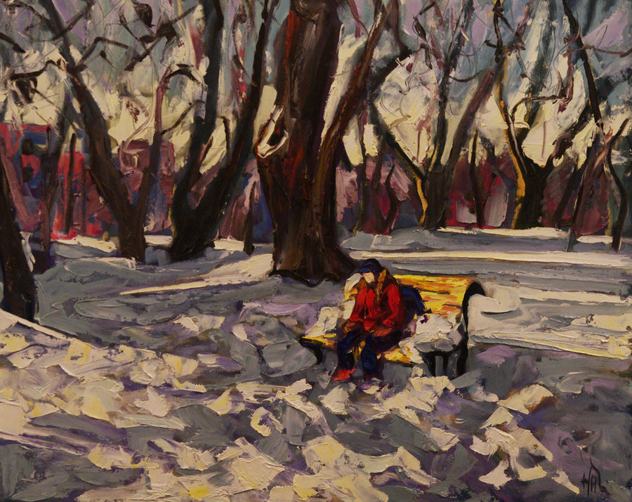 Loner On A Park Bench - Halin de Repentigny - painting